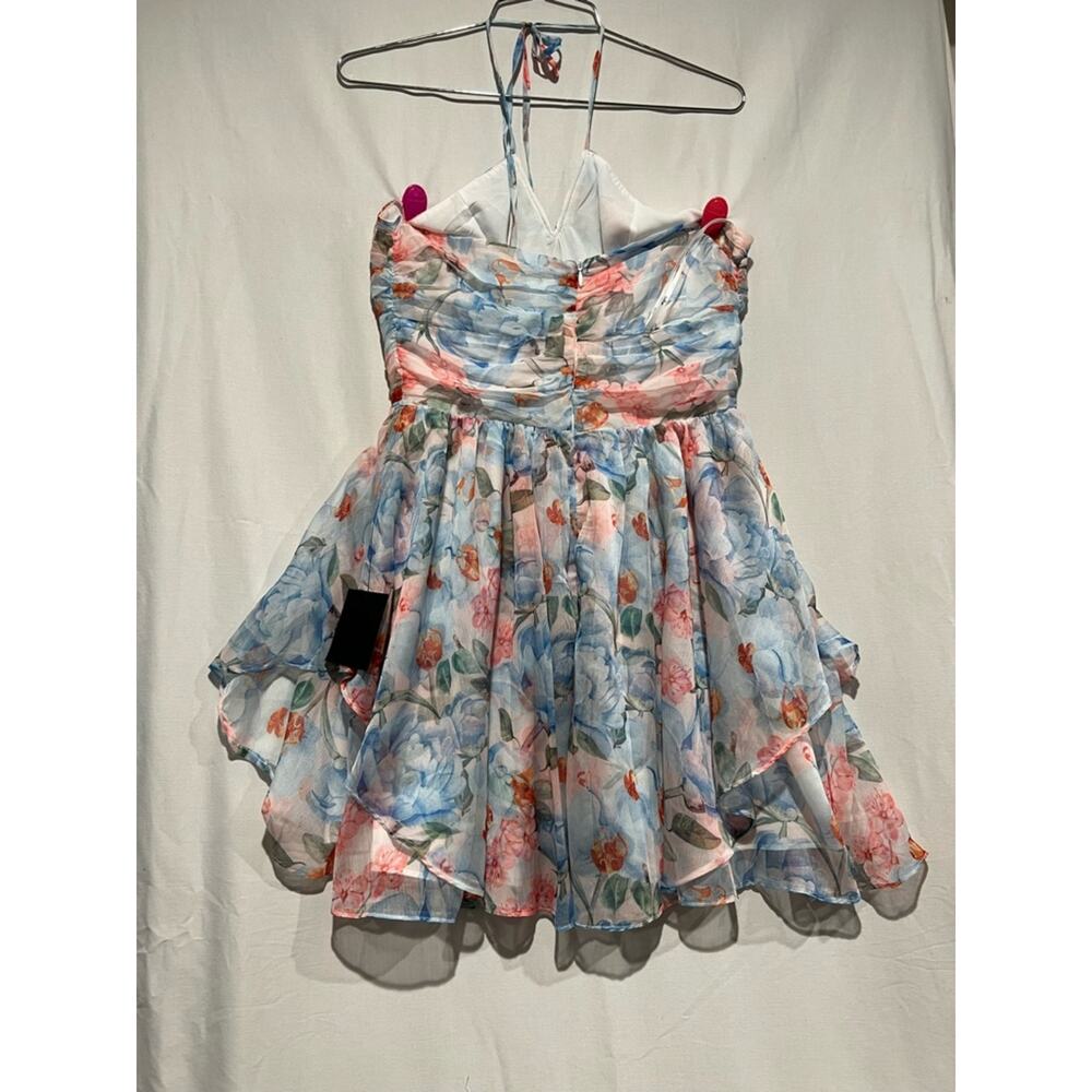 Lulus Floral Halter Chiffon Mini Dress Small NWT Romantic Tiered Ruffle - Picture 9 of 11